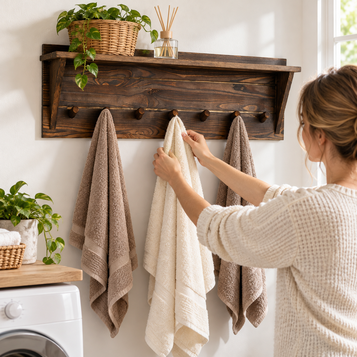 🪵 Coat Rack | Solid Wood Entryway | Families Rustic Storage