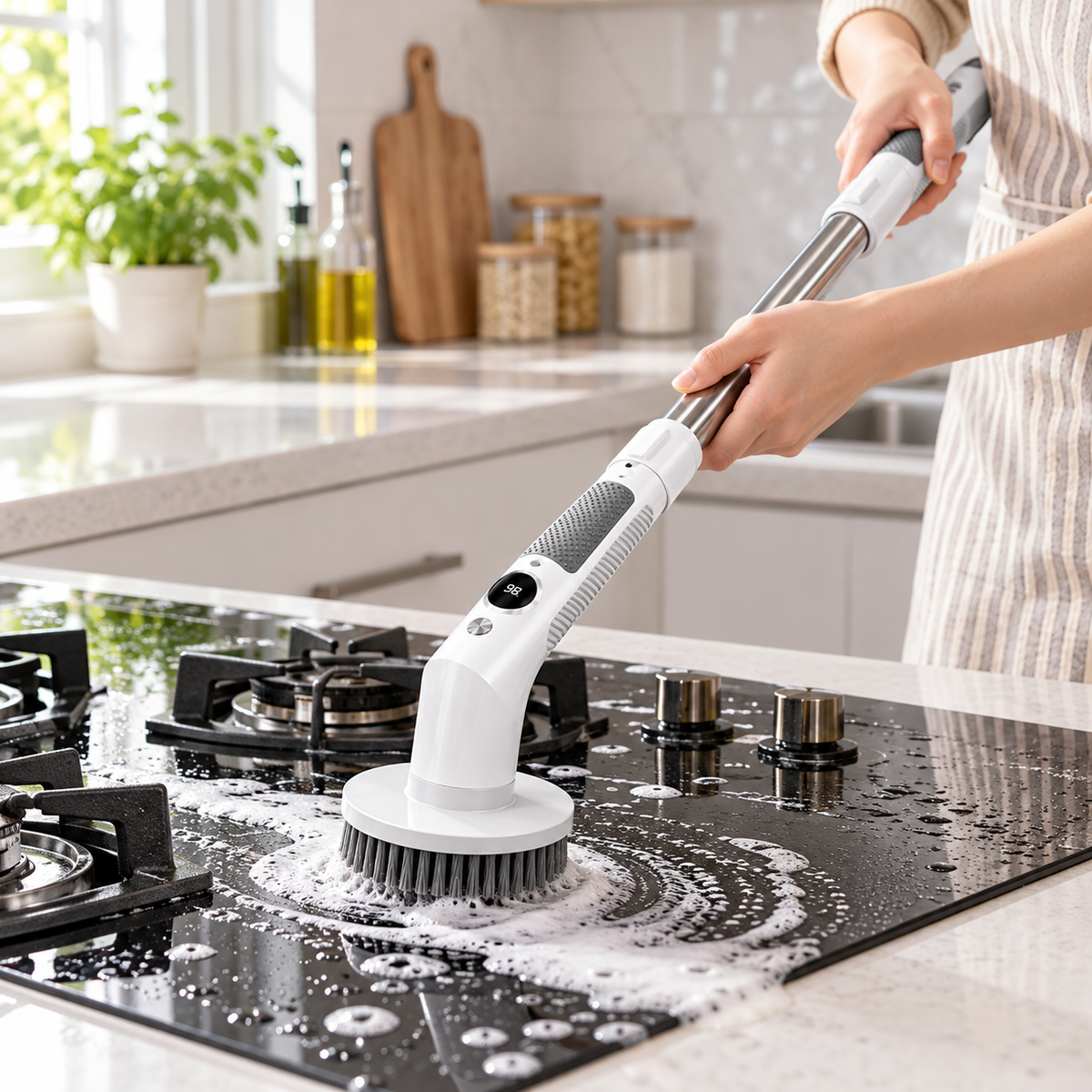 🧼 Electric Scrubber | ABS Steel Bathroom | Families Extendable Cleaning
