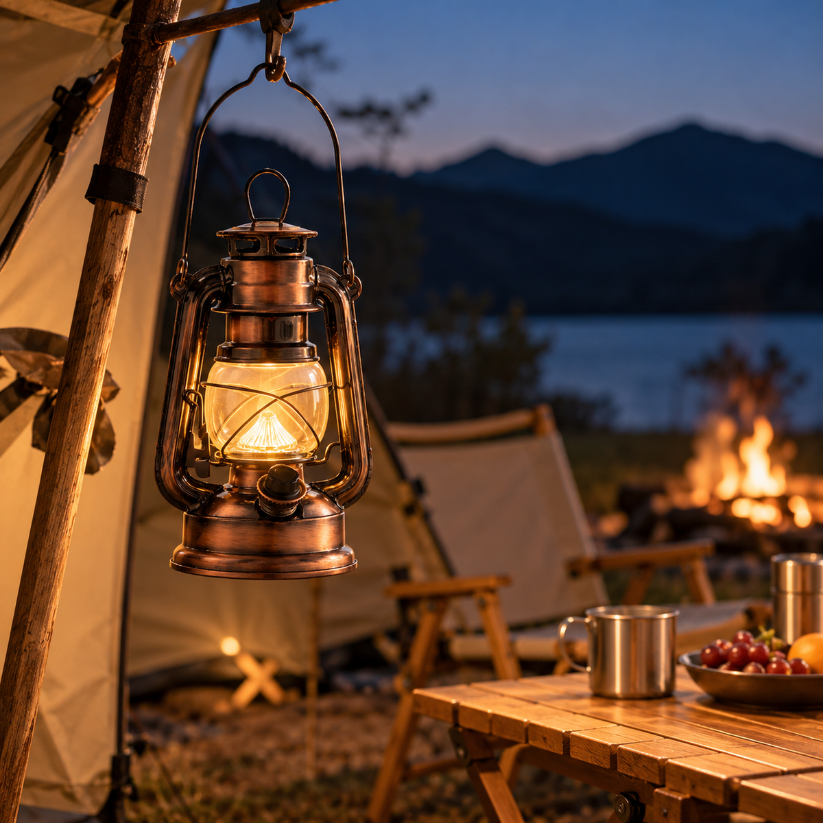 🏕️ LED Lantern | Antique Bronze Camping | Travelers Warm Glow