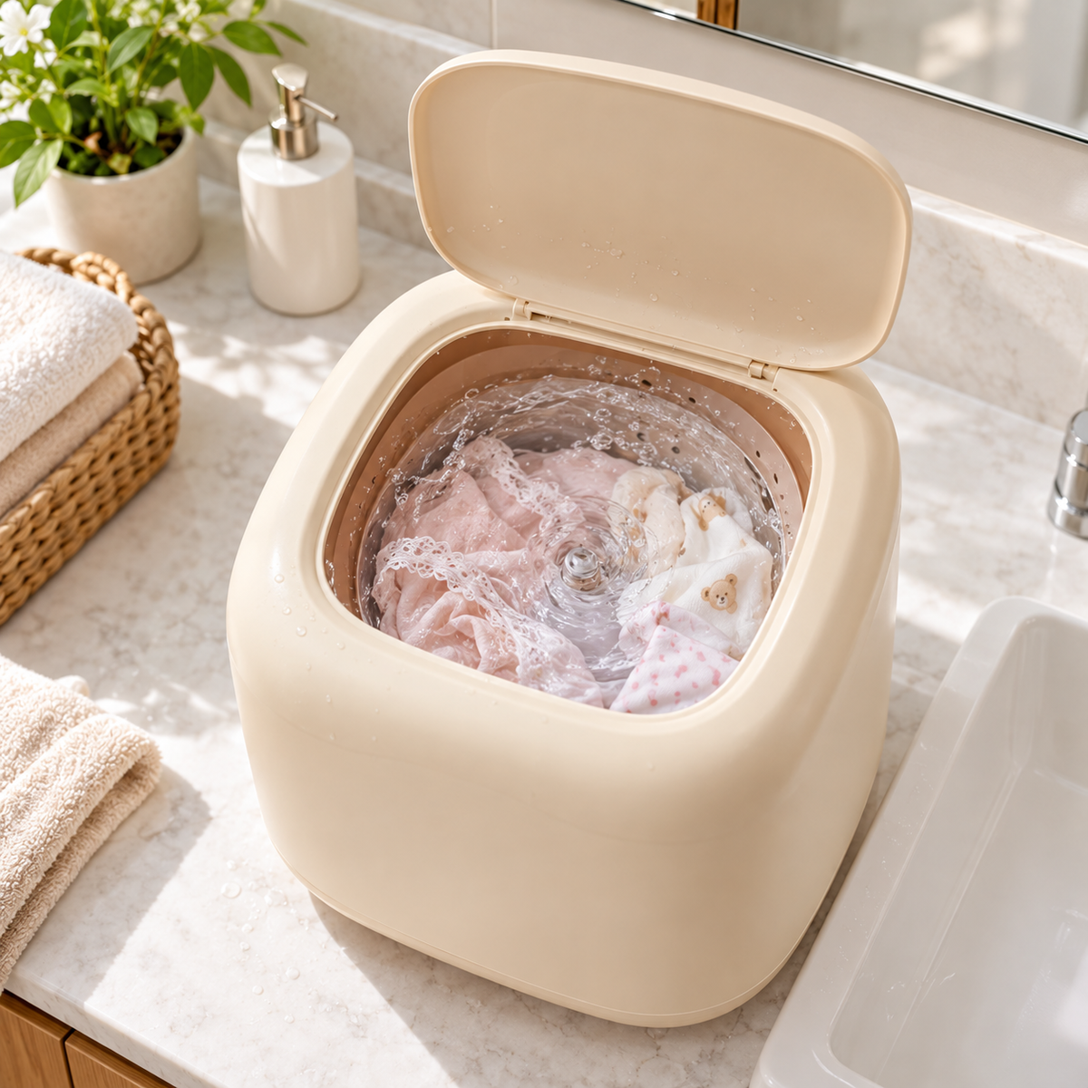 🧦 Mini Washer | Plastic Bedroom Laundry | Students Compact Cleaning