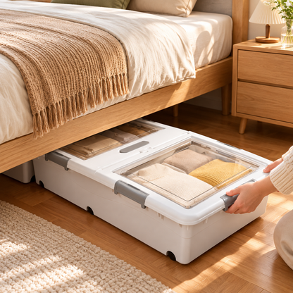 🧺 Underbed Storage Box | Plastic Bedroom | Families Rolling Organization