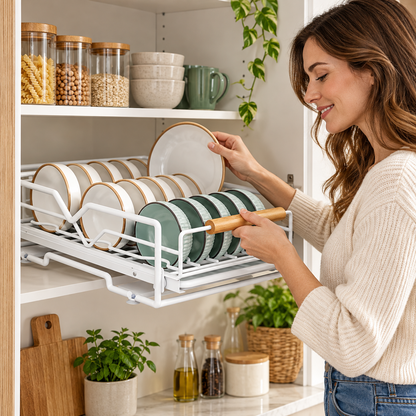 🍽️ Pull-Out Dish Rack | Steel Cabinet | Families Sliding Storage