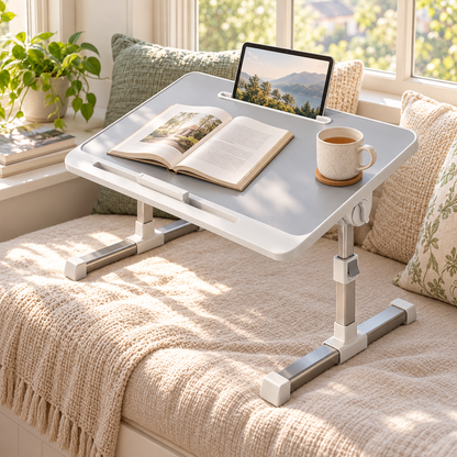 🛋️ Adjustable Bed Desk | Metal Bedroom | Students Foldable Comfort