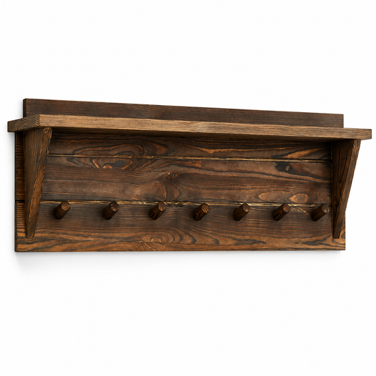 🪵 Coat Rack | Solid Wood Entryway | Families Rustic Storage