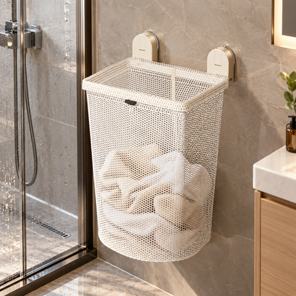 🧺 Laundry Hamper | Mesh Bathroom Wall | Families Foldable Suction