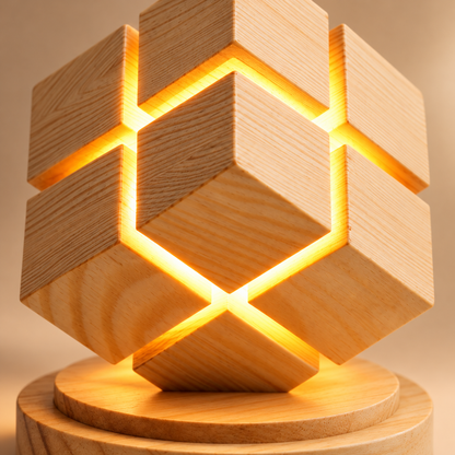 🧊 Cube Night Light | Rubberwood Bedroom | Couples Geometric Glow