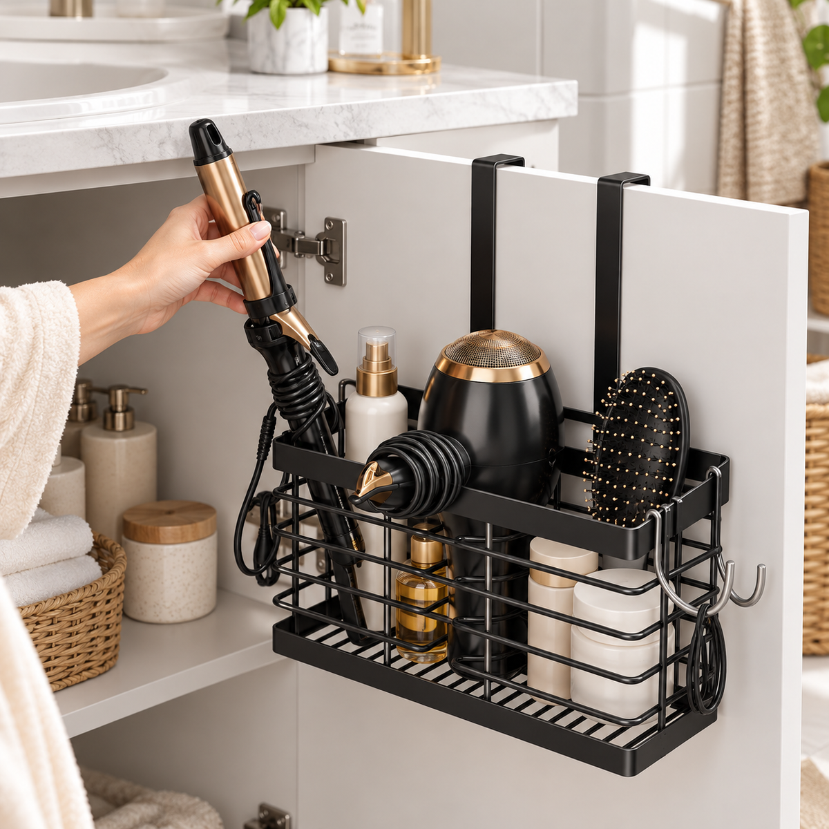 🖤 Hair Organizer | Metal Bathroom | Beauty Lovers Space-Saving Storage