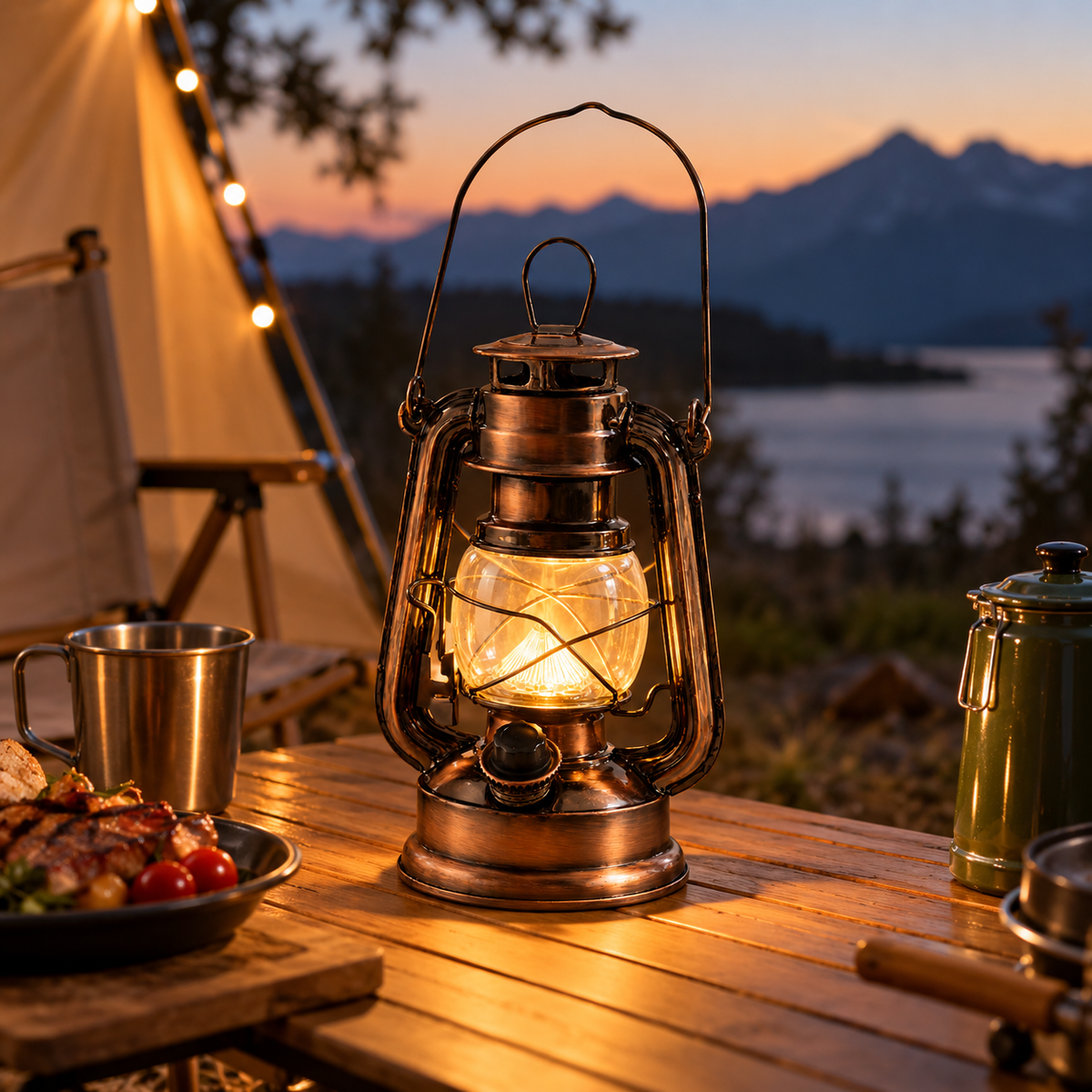 🏕️ LED Lantern | Antique Bronze Camping | Travelers Warm Glow