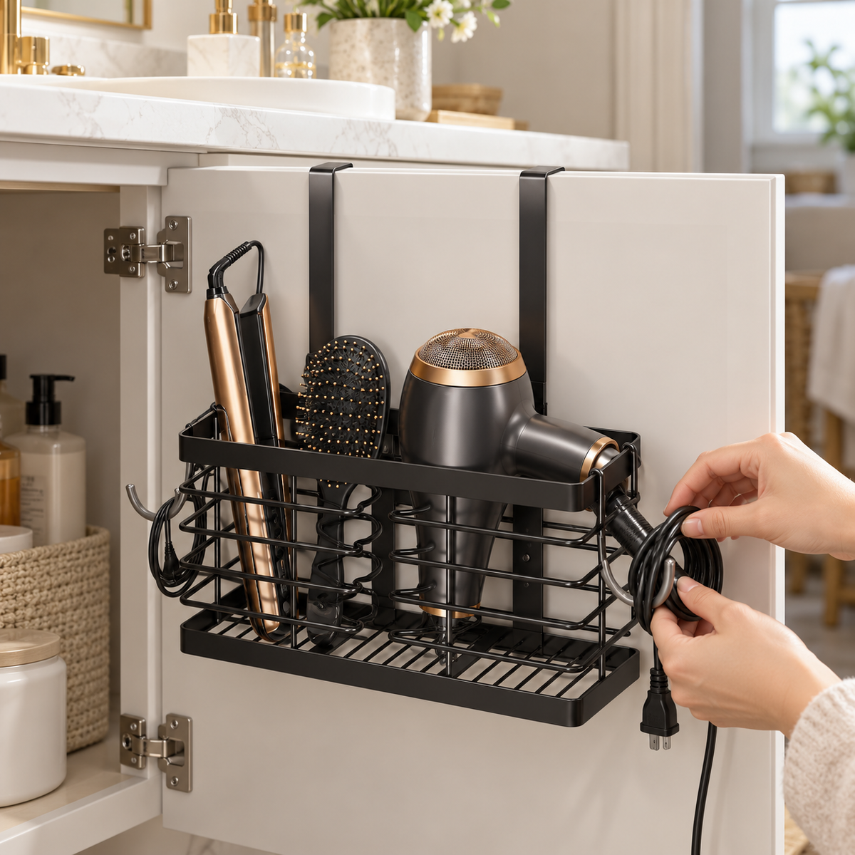 🖤 Hair Organizer | Metal Bathroom | Beauty Lovers Space-Saving Storage