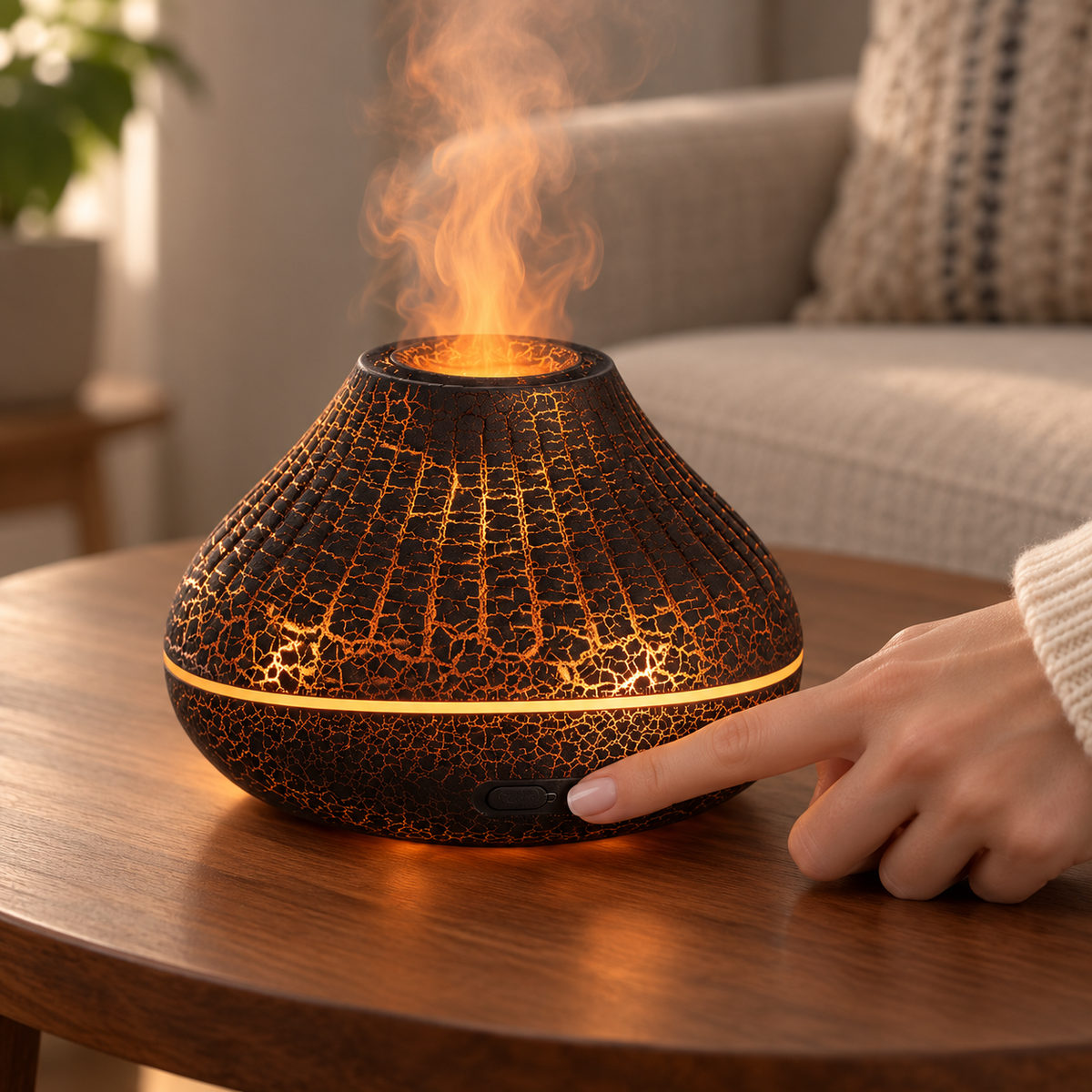🔥 Aroma Diffuser | Crackle-Finish Living Room | Couples Flame Ambience