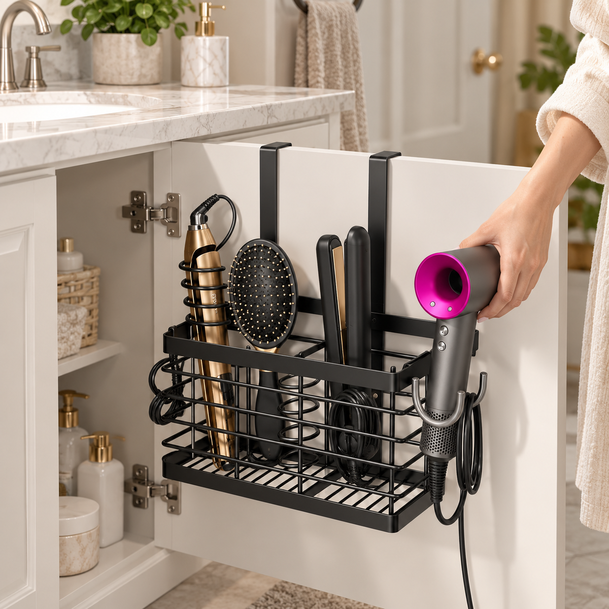 🖤 Hair Organizer | Metal Bathroom | Beauty Lovers Space-Saving Storage