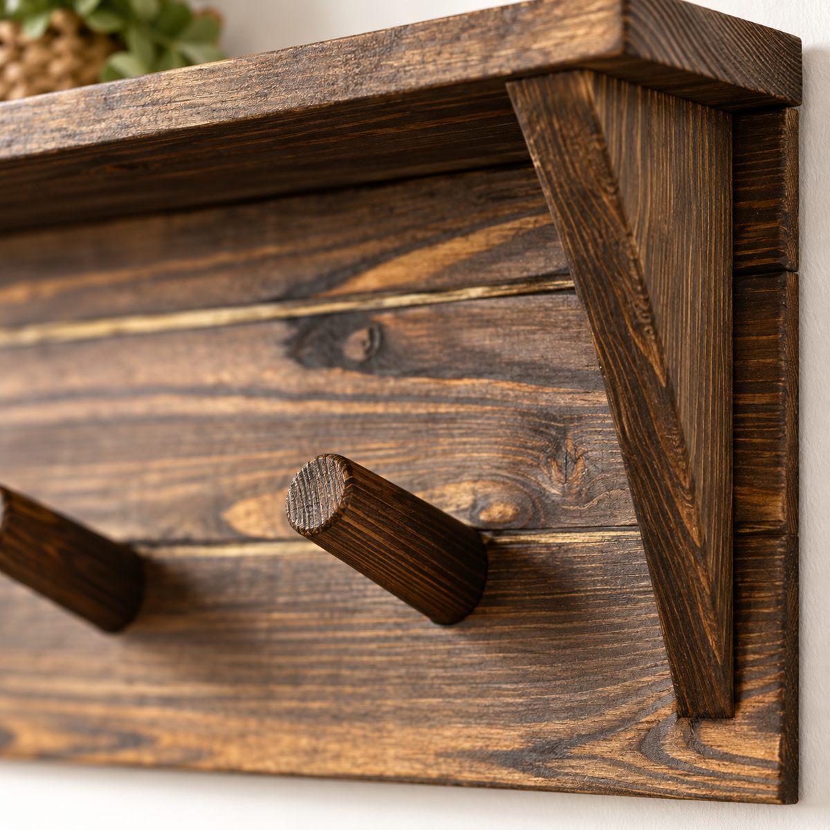 🪵 Coat Rack | Solid Wood Entryway | Families Rustic Storage