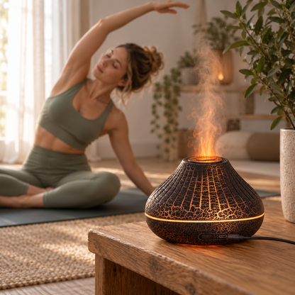 🔥 Aroma Diffuser | Crackle-Finish Living Room | Couples Flame Ambience
