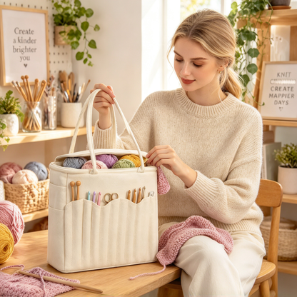 🧶 Craft Organizer | Canvas Travel | Makers | Spacious Pocketed Tote