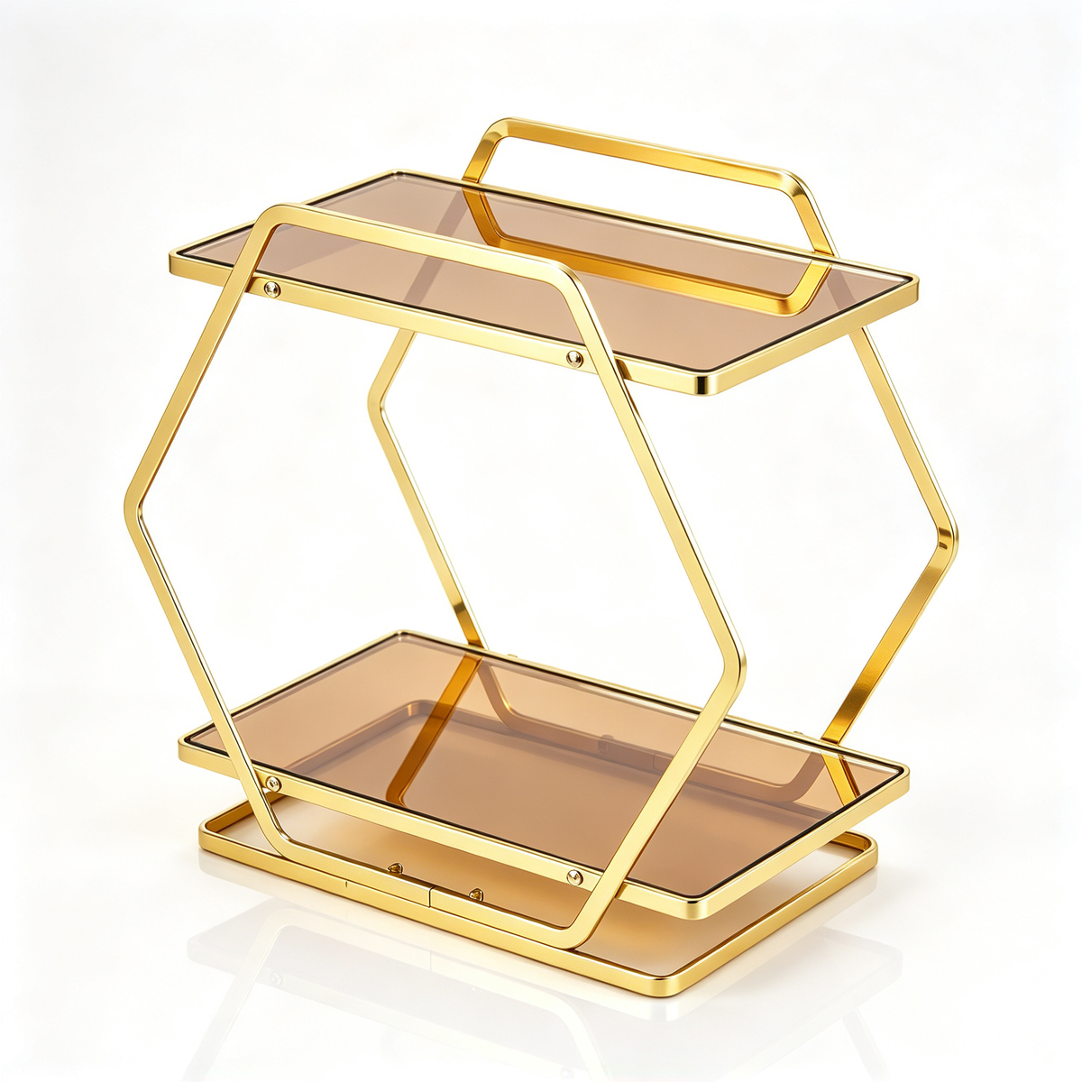💎 Vanity Organizer | Metal Glass Dressing | Women Geometric Elegance